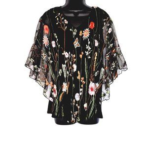 Allegra Gold Women's Floral Black Blouse Size L